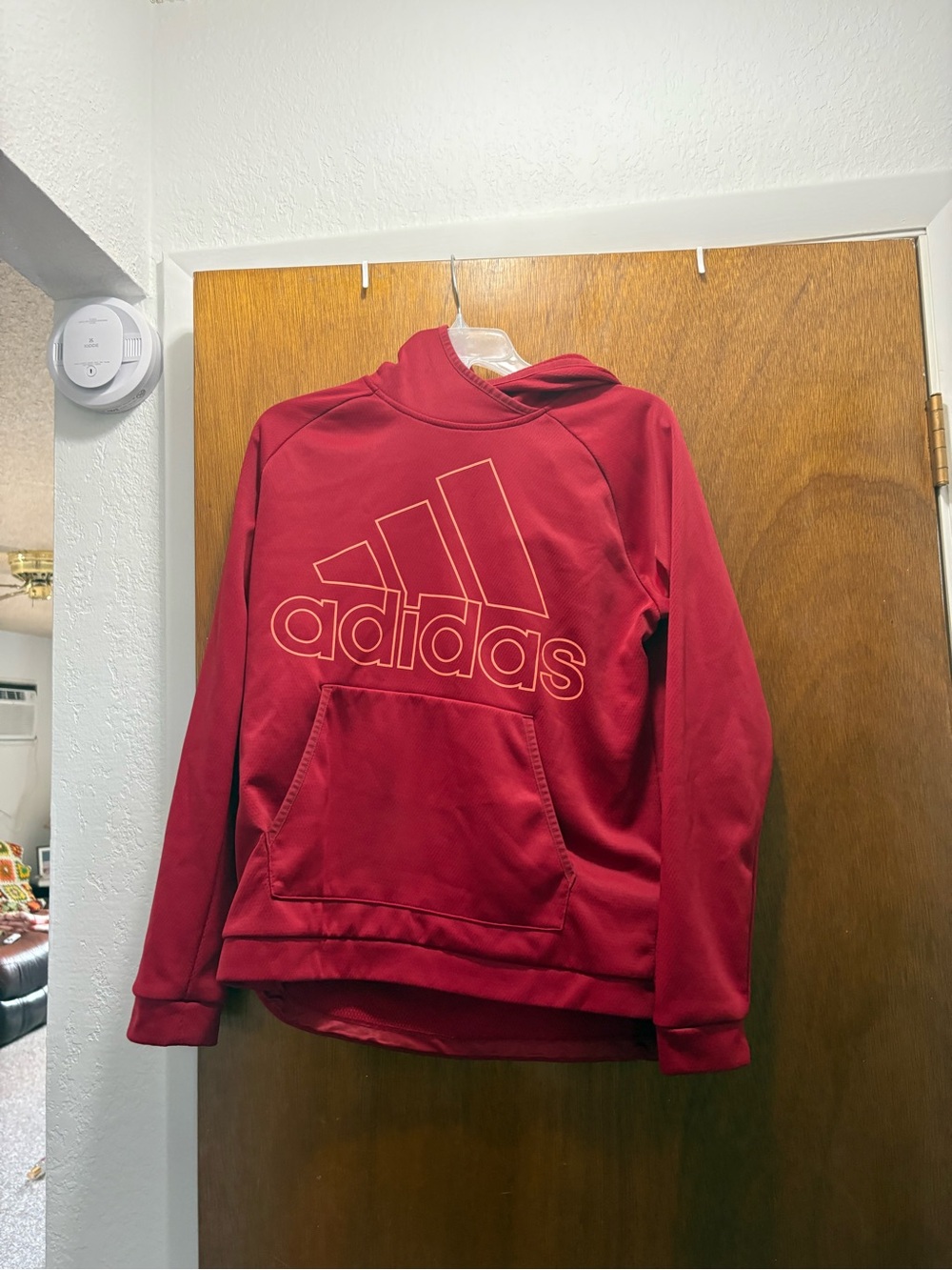 adidas Red Pullover Hoodie with Large Logo